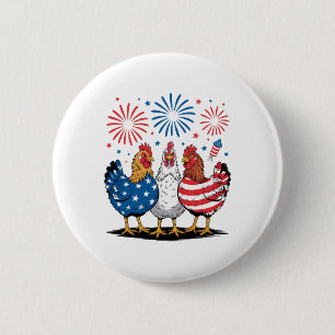 Funny Patriotic Chickens Usa Flag 4th Of July Chic 6 Cm Round Badge