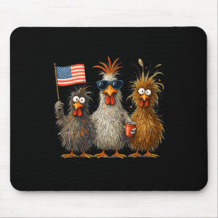 Funny Patriotic Chickens Usa Flag 4th Of July Chic Mouse Pad