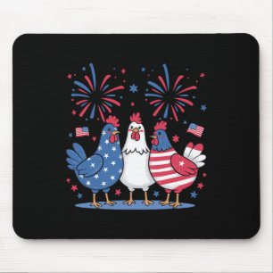 Funny Patriotic Chickens Usa Flag 4th Of July Chic Mouse Pad