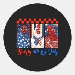 Funny Patriotic Chickens Usa Flag 4th Of July Classic Round Sticker