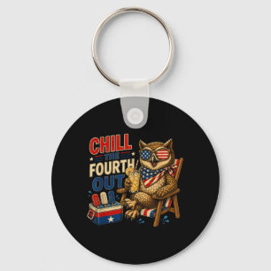 Funny Patriotic Chill The Fourth Out Owl 4th Of Key Ring