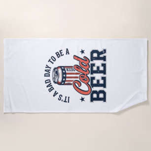 Funny Patriotic Cold Beer Vintage Vector Shirt Des Beach Towel