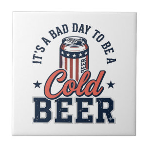 Funny Patriotic Cold Beer Vintage Vector Shirt Des Ceramic Tile
