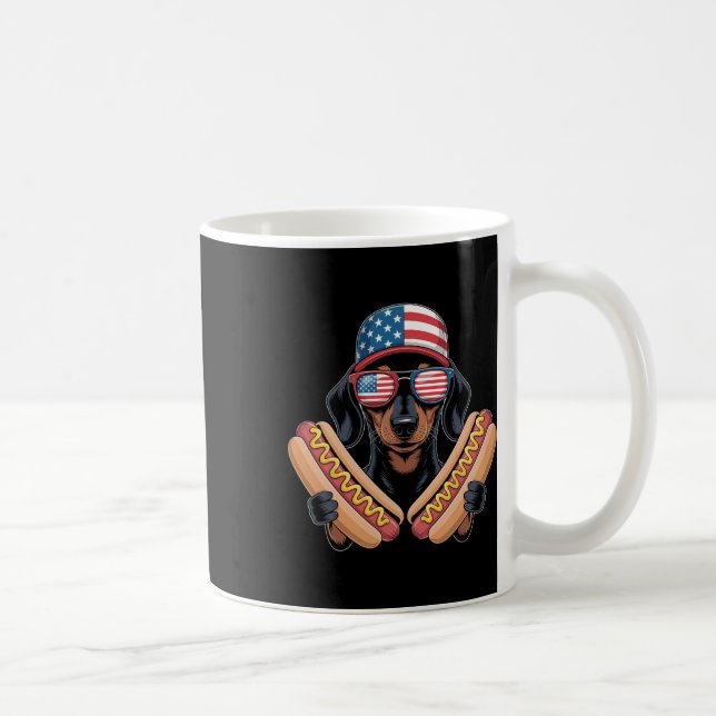 Funny Patriotic Dachshund 4th Of July Hotdog Ameri Coffee Mug (Right)
