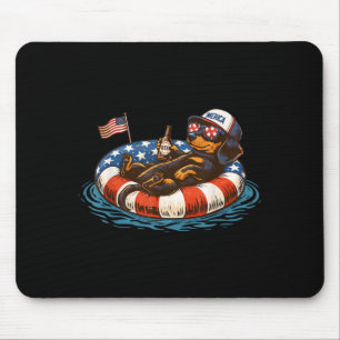 Funny Patriotic Dachshund Beer Floatie Usa Flag Mouse Pad