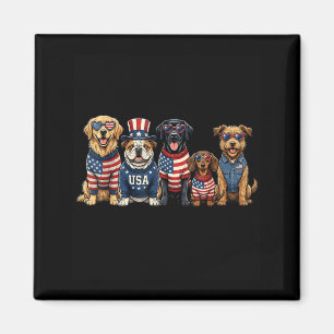 Funny Patriotic Dog Red White Woof 4th Of July Magnet
