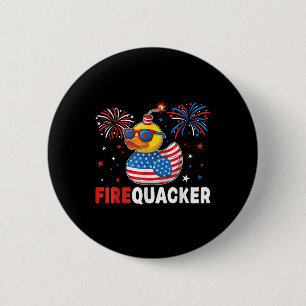 Funny Patriotic Duck Firequacker Pun Independence  6 Cm Round Badge