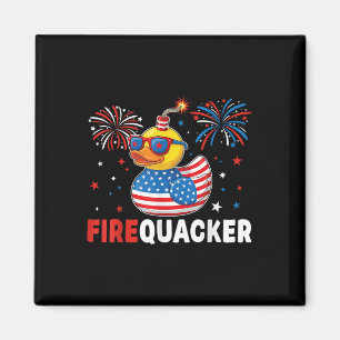 Funny Patriotic Duck Firequacker Pun Independence Magnet
