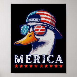 Funny Patriotic Duck Lovers 4th Of July Funny Duck Poster