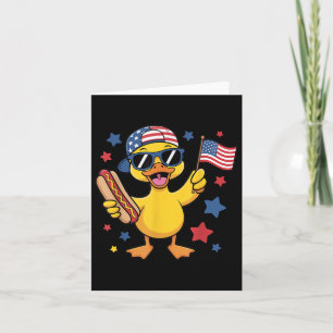 Funny Patriotic Duck Usa Flag 4th Of July Hotdog B Card
