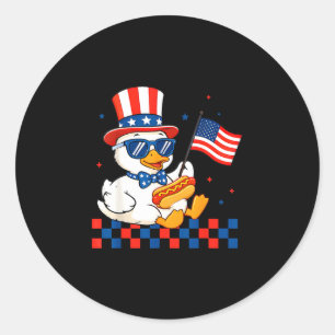 Funny patriotic duck usa flag 4th of july kids classic round sticker