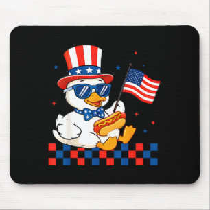 Funny patriotic duck usa flag 4th of july kids mouse pad