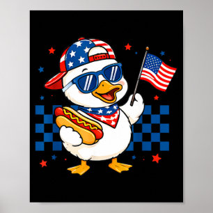 Funny patriotic duck usa flag 4th of july kids poster