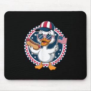 Funny Patriotic Duck Usa Flag Hot Dog 4th Of July Mouse Pad