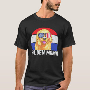 Funny Patriotic Golden Retriever Mama Vintage Amer T-Shirt