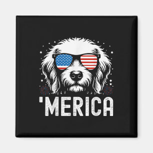 Funny Patriotic Golden Retriever Merica Happy 4th Magnet