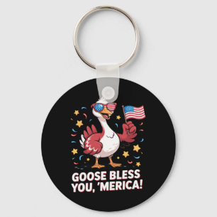 Funny Patriotic Goose Bless You ‘merica Usa Flag S Key Ring
