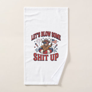 Funny Patriotic Highland Cow Fireworks Shirt (2)_1 Hand Towel