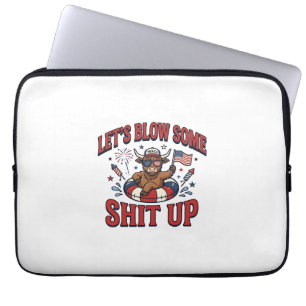 Funny Patriotic Highland Cow Fireworks Shirt (2)_1 Laptop Sleeve