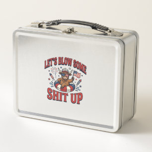 Funny Patriotic Highland Cow Fireworks Shirt (2)_1 Metal Lunch Box