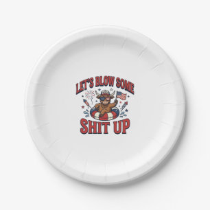 Funny Patriotic Highland Cow Fireworks Shirt (2)_1 Paper Plate