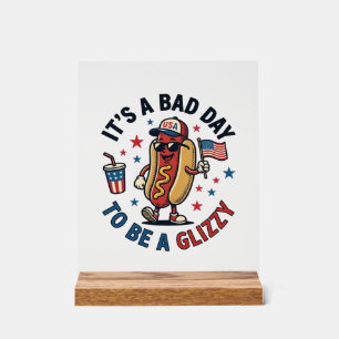Funny Patriotic Hot Dog Vintage Engraving Shirt De Acrylic Sign