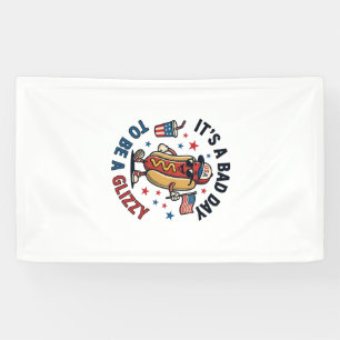 Funny Patriotic Hot Dog Vintage Engraving Shirt De Banner