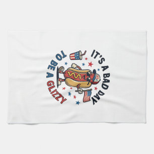 Funny Patriotic Hot Dog Vintage Engraving Shirt De Tea Towel