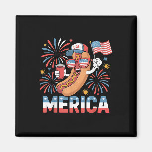 Funny Patriotic Hotdog Merica Style 4th Of July Bb Magnet