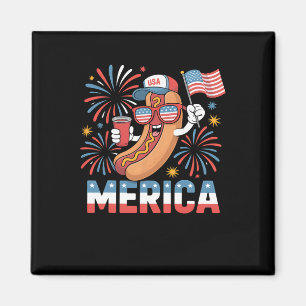 Funny Patriotic Hotdog merica Style 4th Of July Bb Magnet