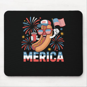 Funny Patriotic Hotdog merica Style 4th Of July Bb Mouse Pad