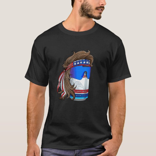 Funny Patriotic Mullet Beer Graphic Tee 4th Of Jul (Front)