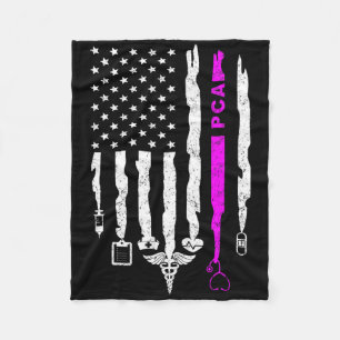 Funny Patriotic Pca Usa Flag Nurses Week Gifts 4th Fleece Blanket