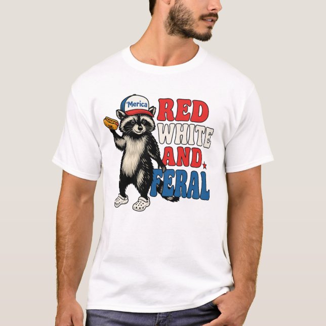 Funny Patriotic Raccoon Shirt – Red White and Fera (Front)