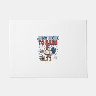 Funny Patriotic Rooster Fireworks Beer Shirt Desig Doormat