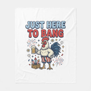 Funny Patriotic Rooster Fireworks Beer Shirt Desig Fleece Blanket