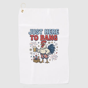Funny Patriotic Rooster Fireworks Beer Shirt Desig Golf Towel