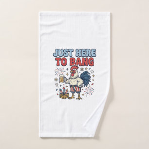 Funny Patriotic Rooster Fireworks Beer Shirt Desig Hand Towel