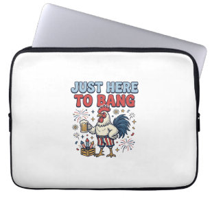 Funny Patriotic Rooster Fireworks Beer Shirt Desig Laptop Sleeve