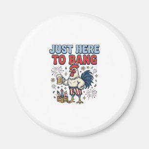 Funny Patriotic Rooster Fireworks Beer Shirt Desig Magnet