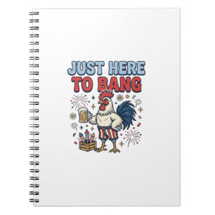 Funny Patriotic Rooster Fireworks Beer Shirt Desig Notebook