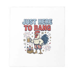 Funny Patriotic Rooster Fireworks Beer Shirt Desig Notepad