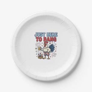 Funny Patriotic Rooster Fireworks Beer Shirt Desig Paper Plate