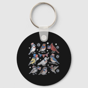 Funny Patriotic Songbirds Of North America Field Key Ring