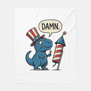 Funny Patriotic T-Rex Firework Shirt Design_1 Fleece Blanket