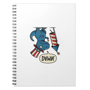Funny Patriotic T-Rex Firework Shirt Design_1 Notebook
