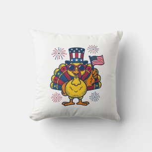 Funny Patriotic Turkey Fireworks Vintage Shirt_1 Cushion