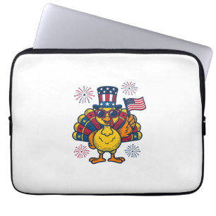 Funny Patriotic Turkey Fireworks Vintage Shirt_1 Laptop Sleeve