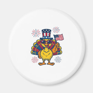 Funny Patriotic Turkey Fireworks Vintage Shirt_1 Magnet