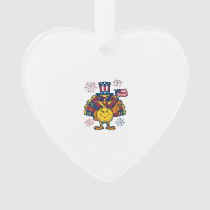 Funny Patriotic Turkey Fireworks Vintage Shirt_1 Ornament